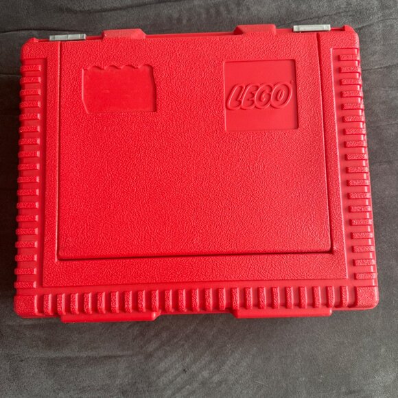 Vintage Lego Red Plastic Storage Box With Mixed Duplo Blocks & Figures - Picture 3 of 4